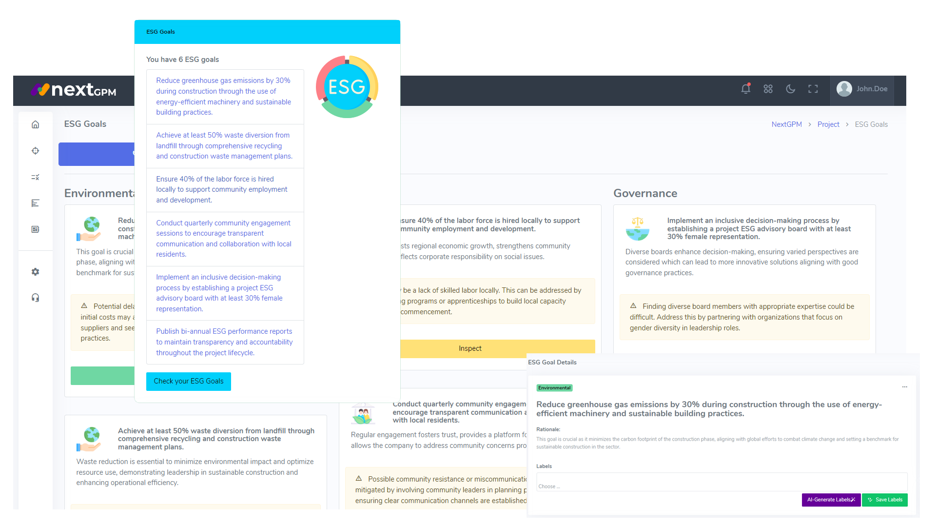 Image showing NextGPM ESG Goals, rationale and risk assessment